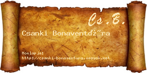 Csanki Bonaventúra névjegykártya